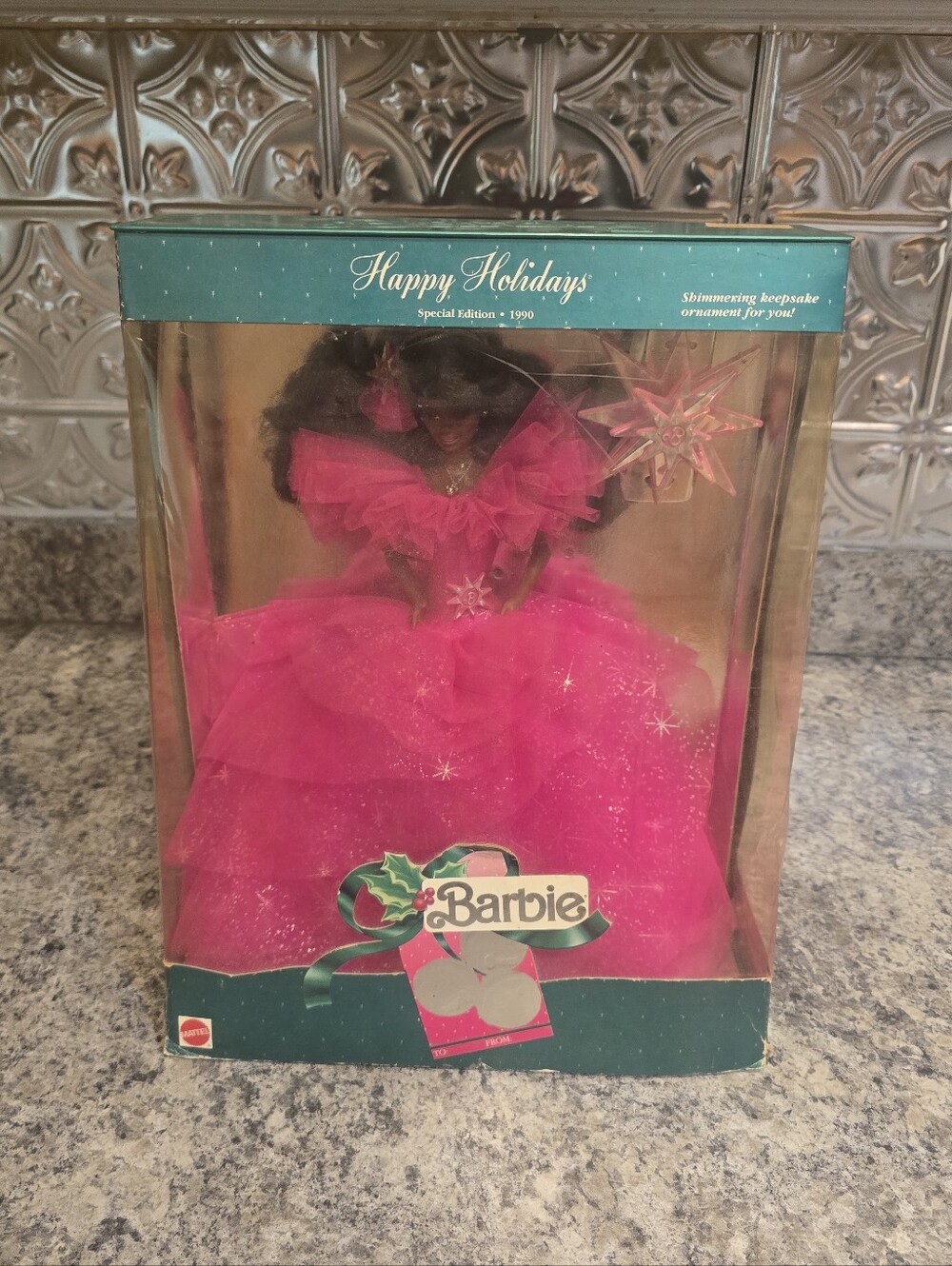 New Mattel 1990 Happy Holidays Barbie Special Edition African American